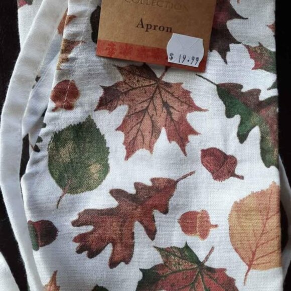 Fall Leaf Apron Leaves Pattern Printed Design Cotton Washable Fall Harvest NWT - Picture 4 of 5